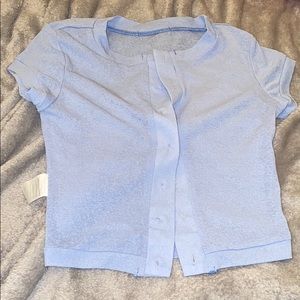 Blur button down crop top